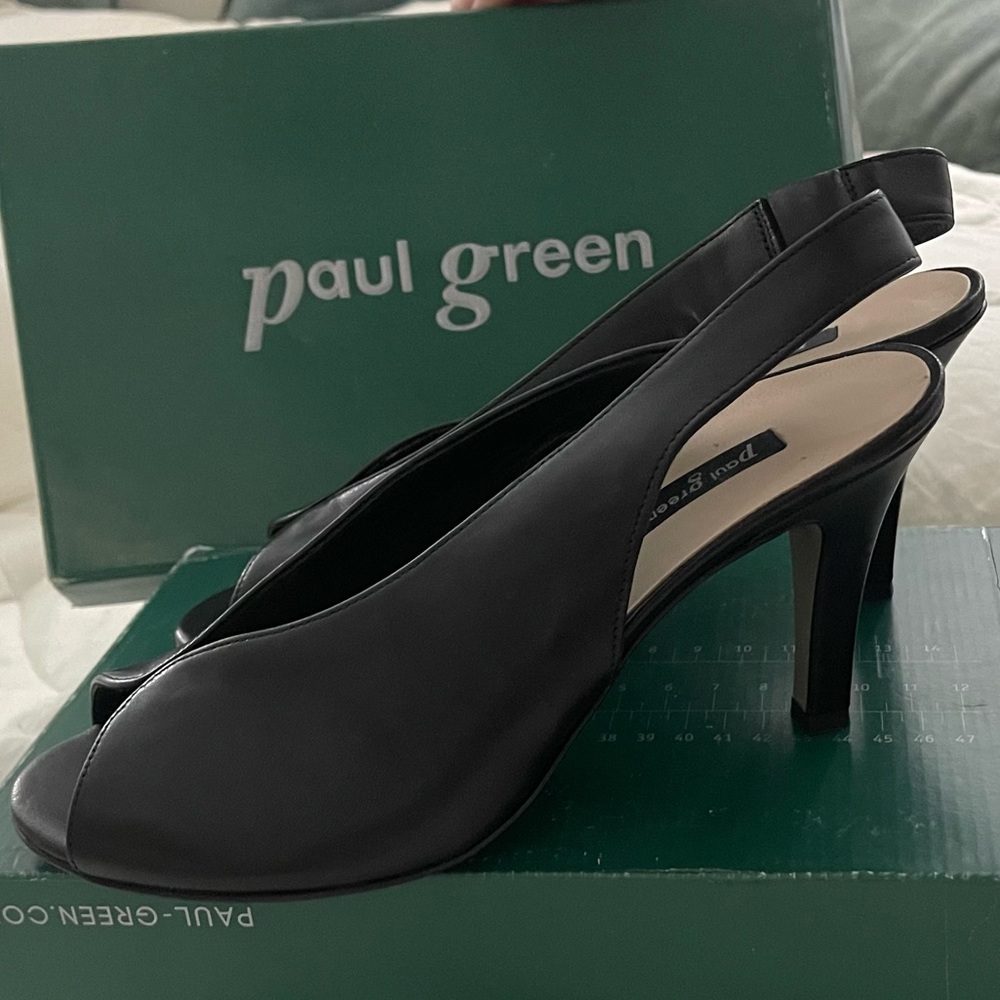 Slingback Paul Green Avanti Heel Black Leather US 9 (UK 6.5) women’s shoe